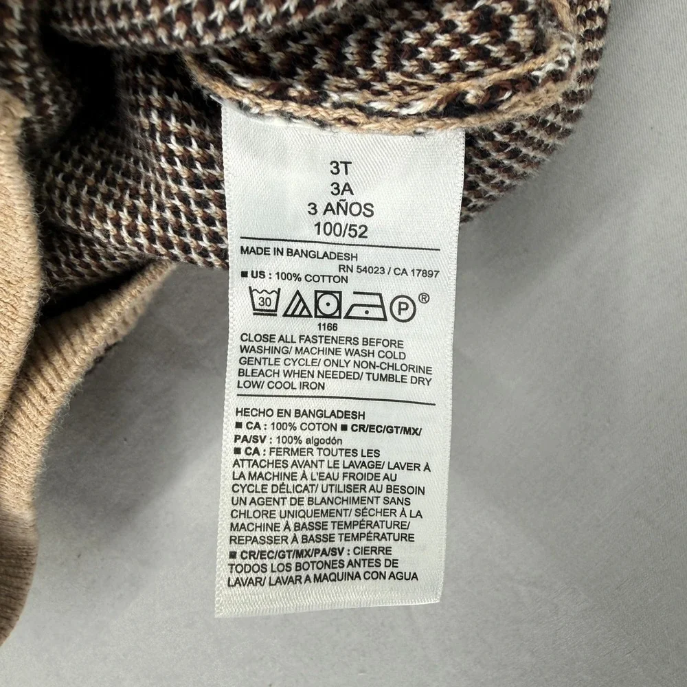 Old Navy Toddler 3T Tan Horse Intarsia Cotton Button Front Cardigan Sweater